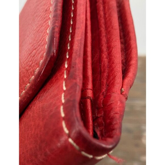 Vintage Fossil Genuine Leather Tri-Fold Checkbook Wallet Red - Picture 11 of 12